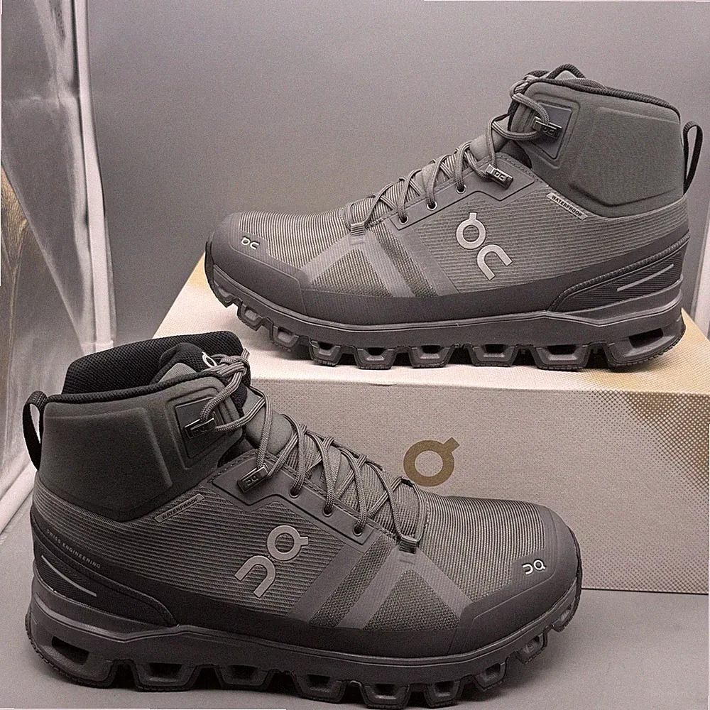 On Cloudrock Waterproof Men’s 10 Trail Hiking Shoes Outdoor Boots ‘Rock/Eclipse’